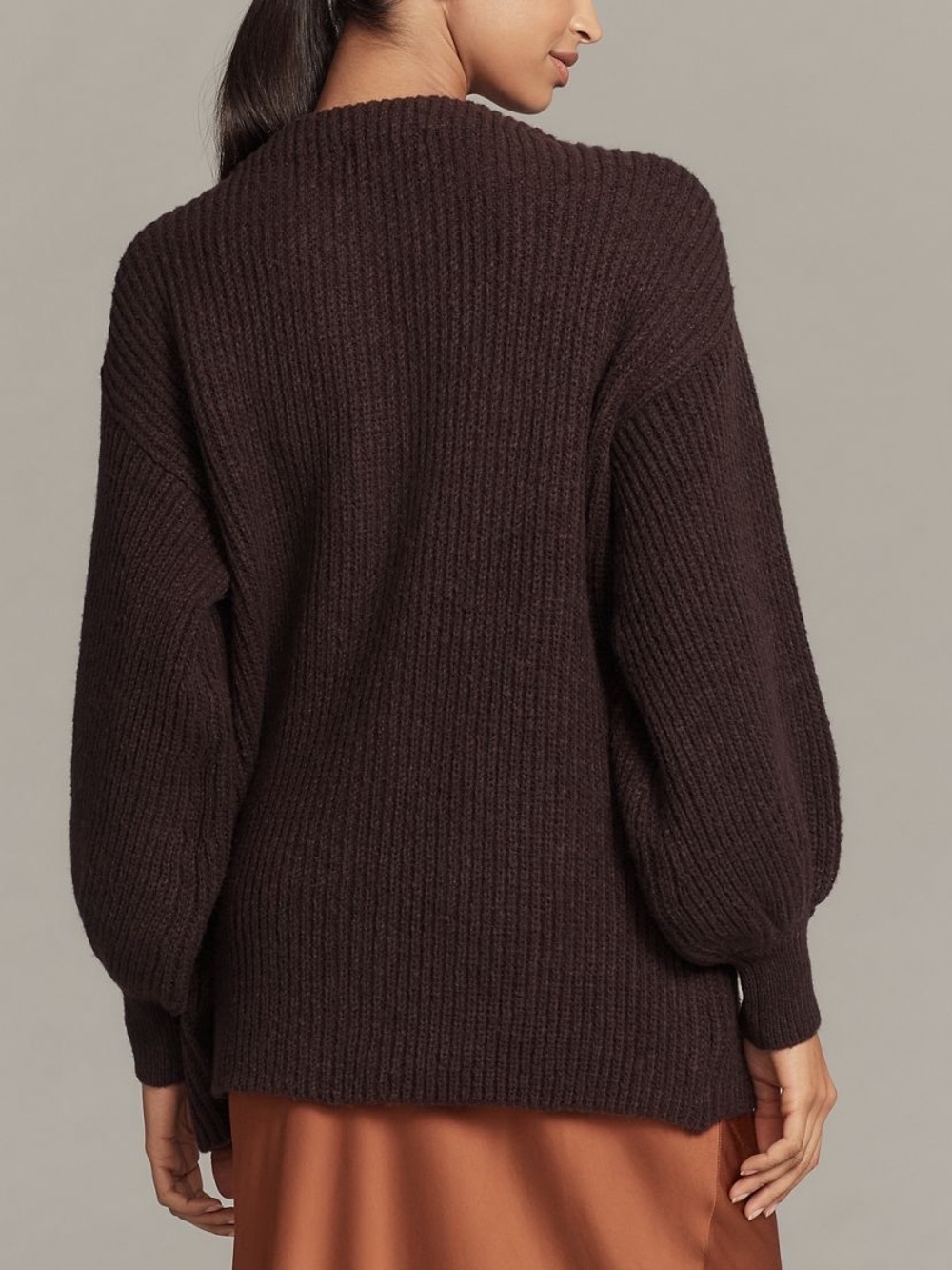 Anthropologie Flat White Chocolate Brown Sweater Cardigan - Picture 2 of 6